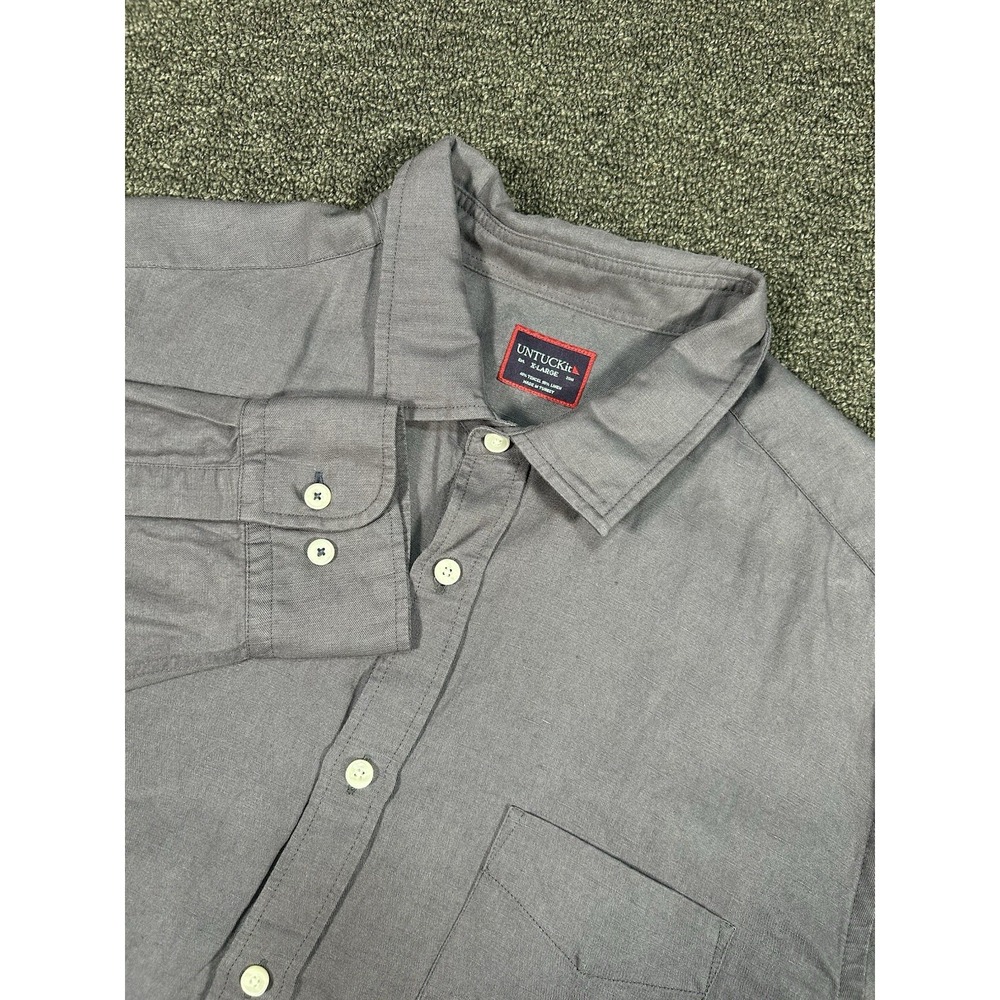 Untuckit Button Up Shirt Men's XL‎ Purple Linen Tencel Preppy Lightweight L/S